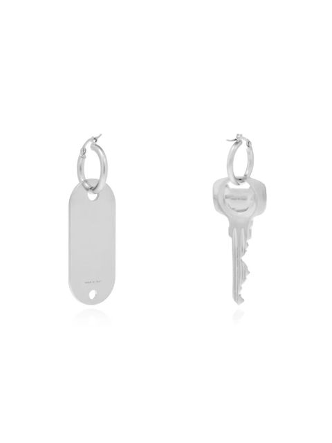 MM6 Maison Margiela Tag and Key earrings - Silver