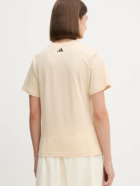 adidas t-shirt bawełniany x Farm Rio damski kolor beżowy JL8614