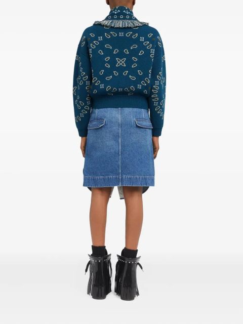 Alanui paisley-jacquard fringed cardigan - Blue - zdjęcie produktu nr 2