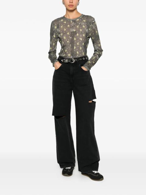 GANNI floral-print long-sleeve T-shirt - Green - zdjęcie produktu nr 2