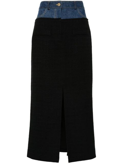 SANDRO panelled midi skirt - Black