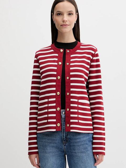 Tommy Hilfiger kardigan dwustronny kolor czerwony lekki WW0WW40846 - zdjęcie produktu nr 2