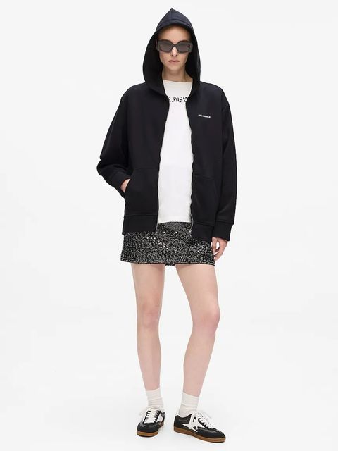 Karl Lagerfeld bluza damska kolor czarny z kapturem gładka A4W20068