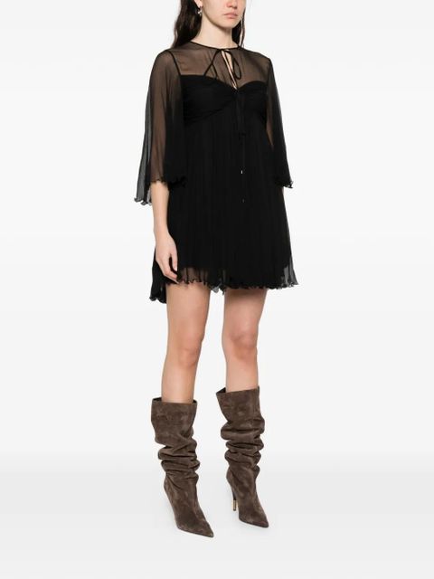 Chloé tie-detail ruffled mini dress - Black