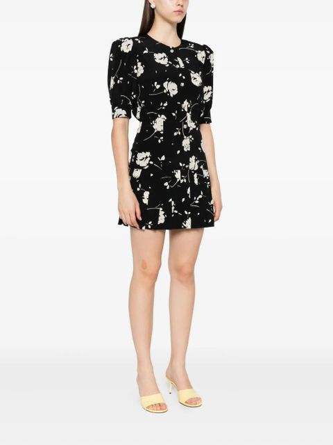 Alessandra Rich rose-print mini dress - Black