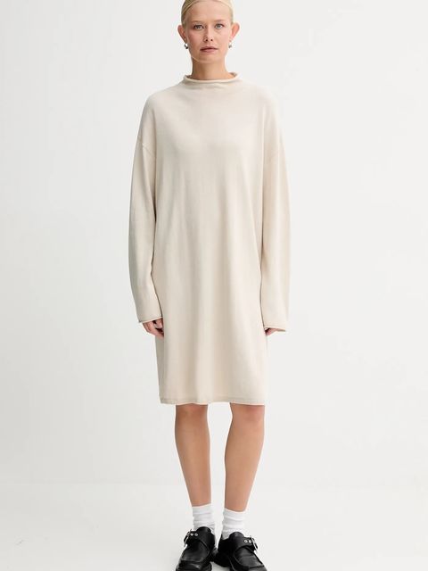 Marc O'Polo sukienka z dodatkiem wełny kolor beżowy mini oversize 509511867033 - zdjęcie produktu nr 2