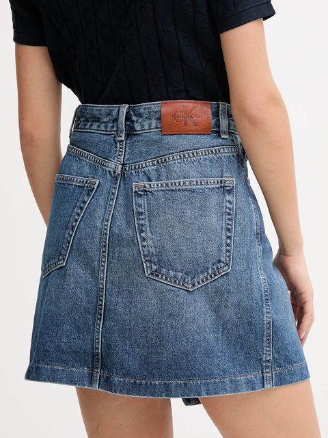 Calvin Klein Jeans spódnica jeansowa kolor niebieski mini prosta LV047D776G
