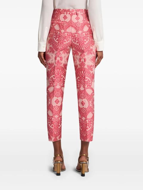 ETRO paisley-jacquard cigarette trousers - Red
