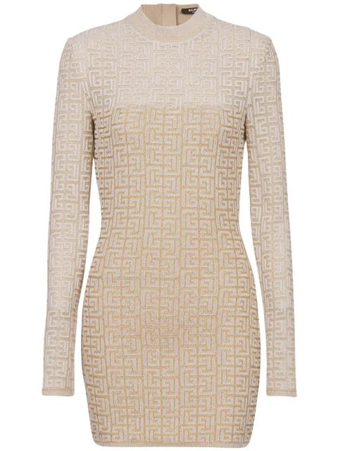 Balmain PB Labyrinth-jacquard knit dress - Neutrals - zdjęcie produktu nr 1