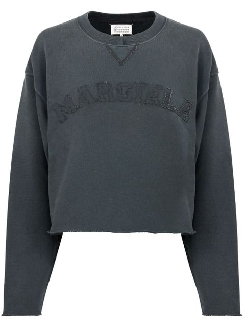Maison Margiela logo-appliqué cotton sweatshirt - Grey - zdjęcie produktu nr 1