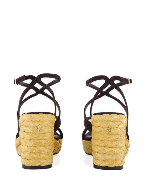 Jimmy Choo Ayla raffia wedged sandals - Brown