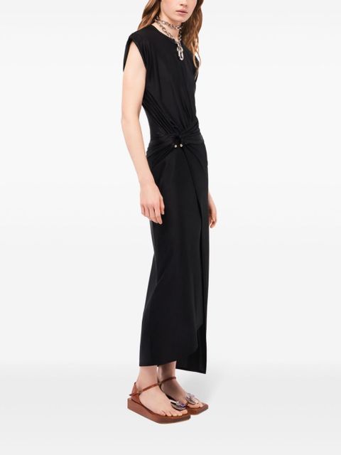 Rabanne gathered-detail draped midi dress - Black