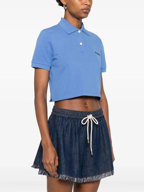 Miu Miu logo-print cropped polo top - Blue