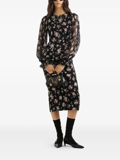 Dolce & Gabbana puff-sleeve floral midi dress - Black - zdjęcie produktu nr 2