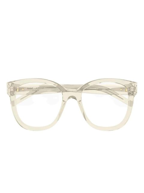 Saint Laurent Eyewear geometric logo glasses - Neutrals