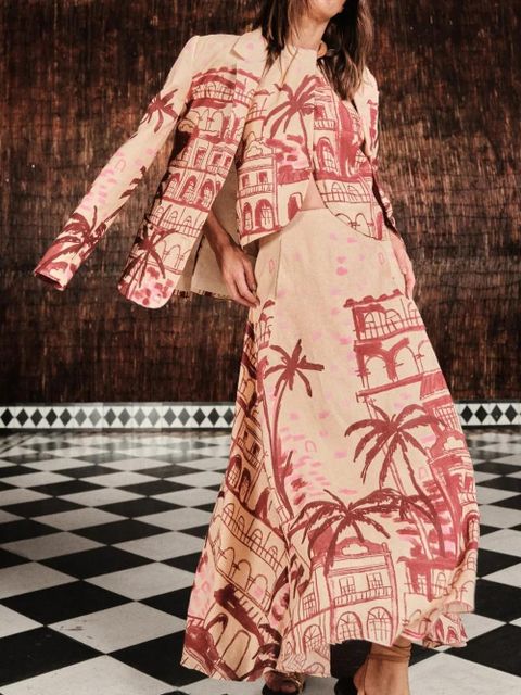 Johanna Ortiz Steps Of Joy printed midi skirt - Neutrals