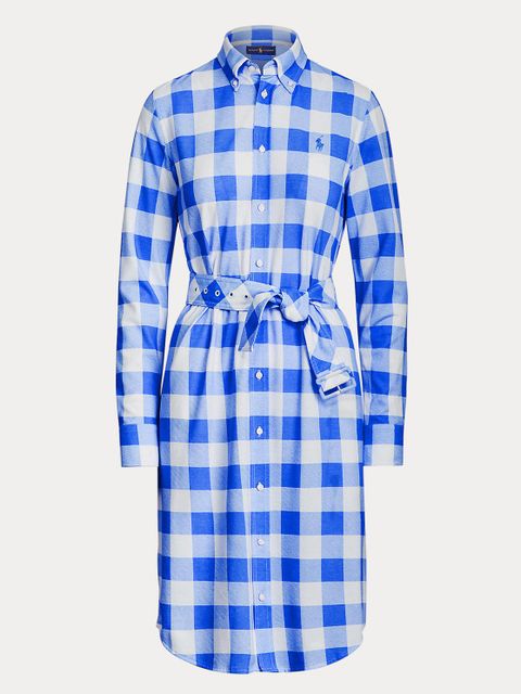 RALPH LAUREN - Sukienka w niebiesko-białą kratę - zdjęcie produktu nr 1