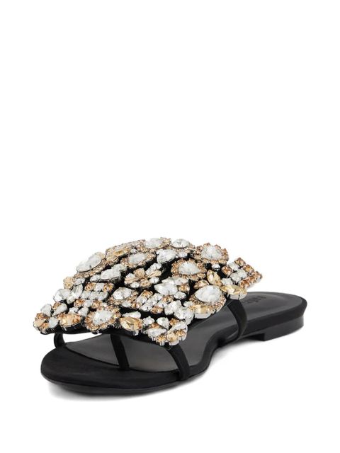 Rabanne crystal-embellished flat sandals - Black