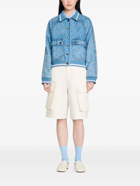 SANDRO knitted-collar denim jacket - Blue - zdjęcie produktu nr 2