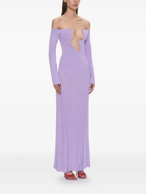 Christopher Esber Salacia pleated off-shoulder maxi dress - Purple - zdjęcie produktu nr 2