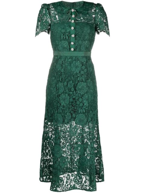 Self-Portrait lace midi dress - Green - zdjęcie produktu nr 1