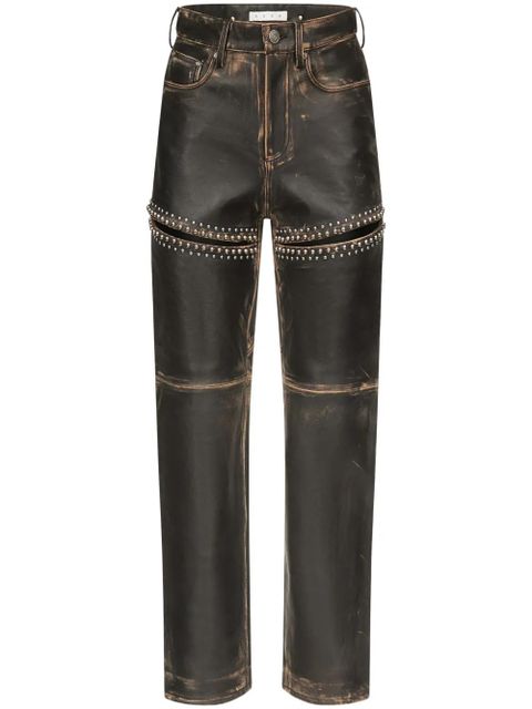 AREA Studded Leather Slit jeans - Black - zdjęcie produktu nr 1