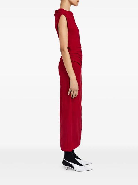 Proenza Schouler draped cowl-neck midi day dress - Red