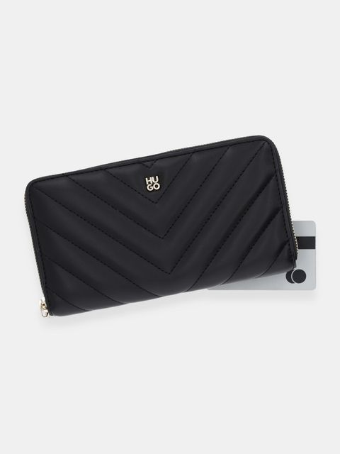 HUGO portfel Chris 2.0 QU_Zip Aro damski kolor czarny 50557991