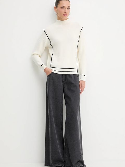 Answear.LAB sweter z kaszmirem damski kolor beżowy z półgolfem - zdjęcie produktu nr 2