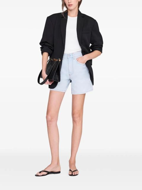 ANINE BING Delaney frayed-edge denim shorts - Blue