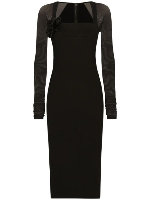 Dolce & Gabbana tulle-sleeve midi dress - Black - zdjęcie produktu nr 1
