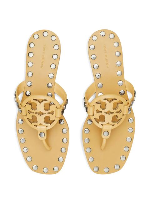 Tory Burch Miller studded leather flat sandals - Yellow