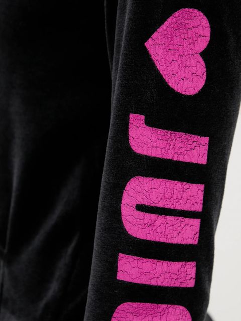 Juicy Couture bluza welurowa Angel damska kolor czarny wzorzysta JCNAS126453