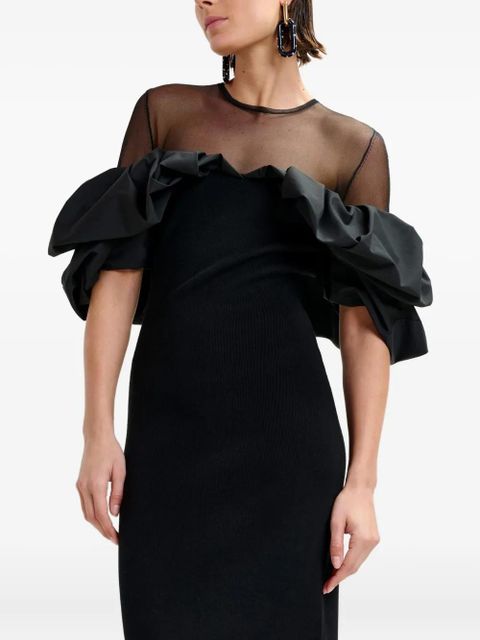 Essentiel Antwerp Isatis ruffled tulle midi dress - Black