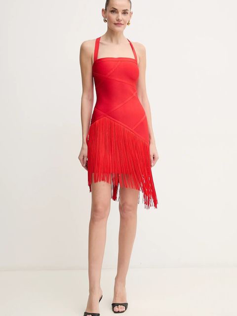 Herve Leger sukienka Josephine kolor czerwony mini dopasowana FRI8513807