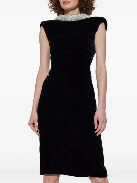 Versace crystal-embellished velvet dress - Black