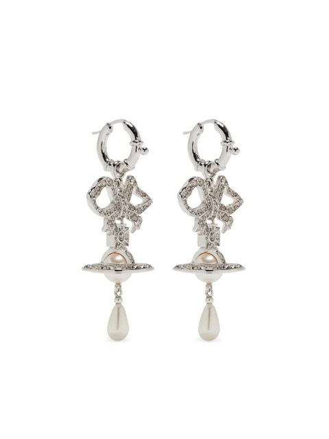 Vivienne Westwood Rigoberta bow-crystal pearl earrings - Silver - zdjęcie produktu nr 1