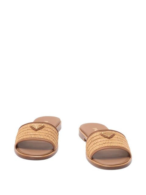 Prada triangle-logo interwoven sandals - Neutrals