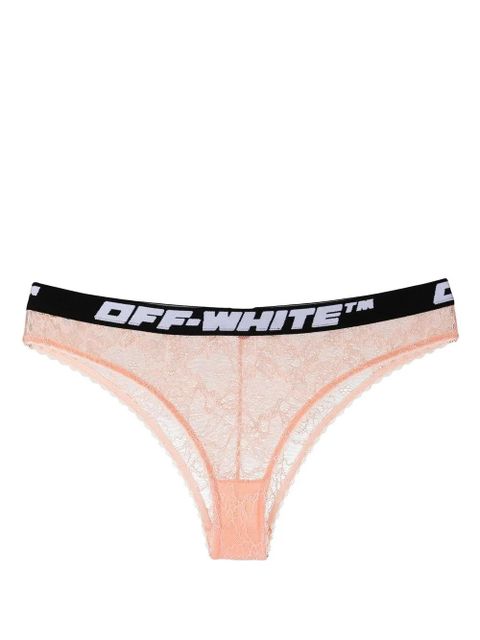 Off-White logo-waistband lace briefs - Neutrals - zdjęcie produktu nr 1