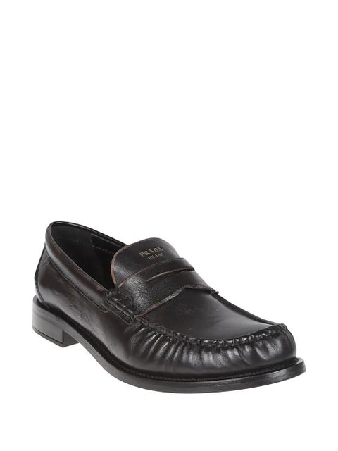 Prada slip-on topstitching leather loafers - Brown - zdjęcie produktu nr 2