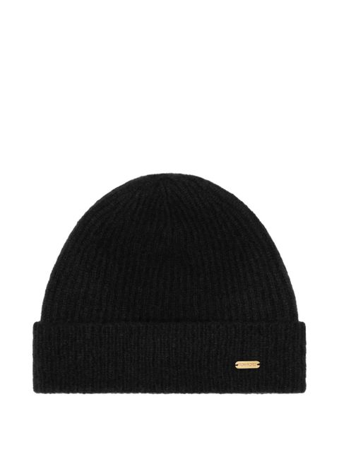 TOM FORD ribbed logo-plaque beanie hat - Black - zdjęcie produktu nr 1