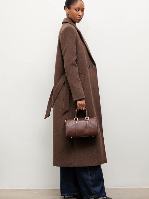 Answear Lab płaszcz wełniany kolor brązowy przejściowy dwurzędowy