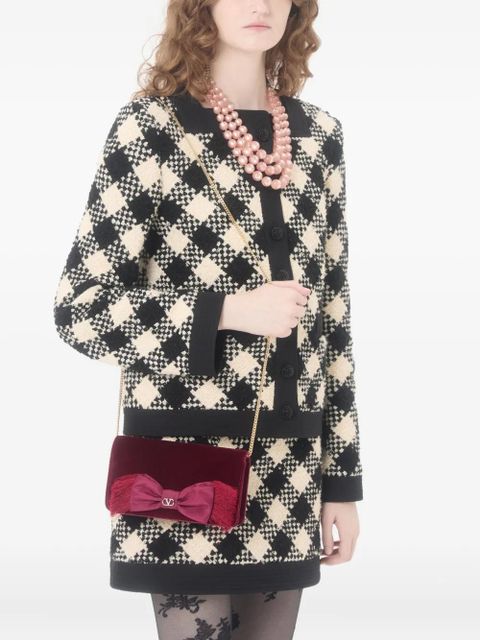 Valentino Garavani Vlogo Signature velvet bow clutch bag - Red - zdjęcie produktu nr 2