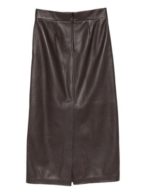 Ferragamo textured-leather buckled skirt - Brown - zdjęcie produktu nr 2