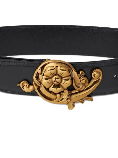 ETRO floral-buckle leather belt - Black