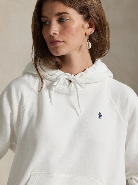 Polo Ralph Lauren bluza damska kolor biały z kapturem melanżowa 211971691