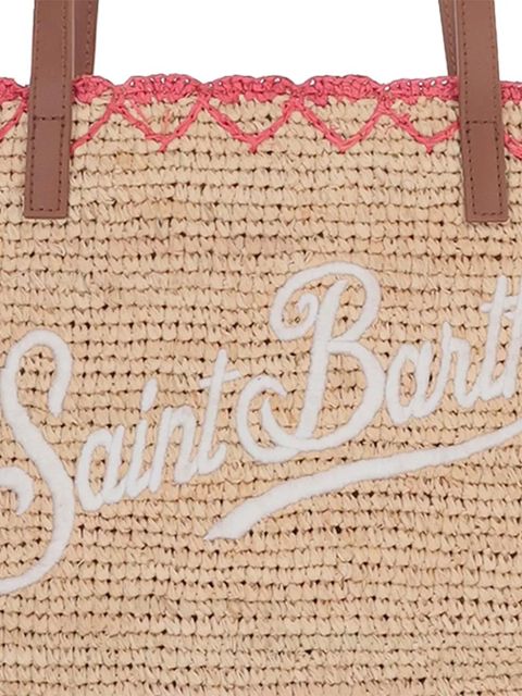 MC2 Saint Barth embroidered-logo raffia tote bag - Neutrals
