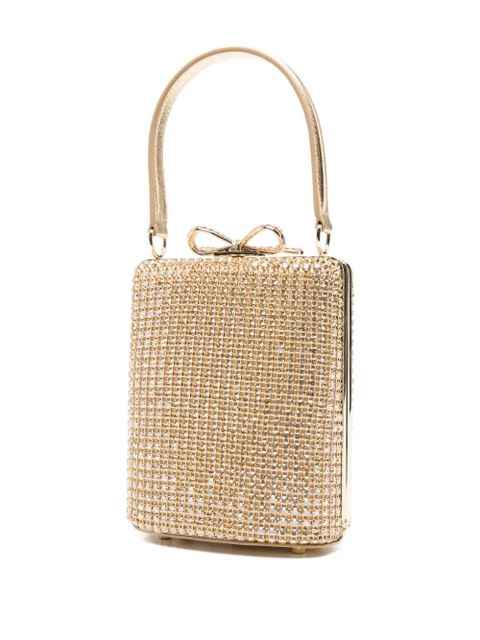 Self-Portrait crystal-embellished bow-detail mini bag - Yellow - zdjęcie produktu nr 2