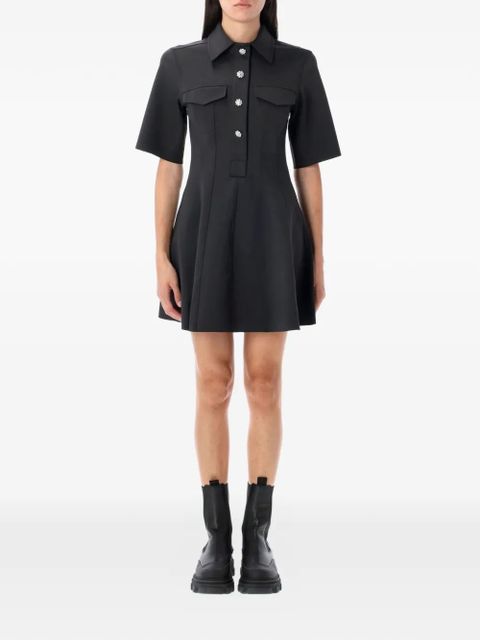 GANNI collared flared mini dress - Black - zdjęcie produktu nr 1