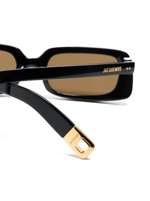 Jacquemus Azzuro rectangle-frame sunglasses - Black